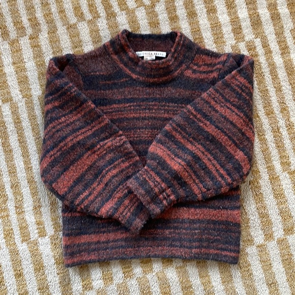 Veronica Beard Alston Merino Wool Sweater Stripes Mock Neck XS - Picture 5 of 6